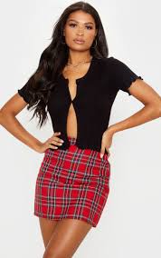 red tartan skirt womens